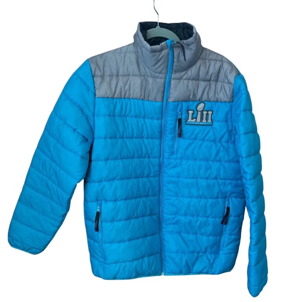 Super Bowl LII Minnesota Puffer Jacket Women's XL Blue‎ NFL Team Eagles Patriots